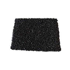 VINTAGE Black Beaded Heavy Small Coin Purse/ Clutch